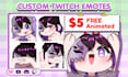 draw twitch emotes, chibi emotes, animated emotes, vtuber for stream