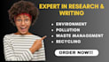 write on environmental pollution control, waste management and recycling process