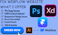 fix webflow issues webflow layout bugs and responsive issues, ecommerce bugs
