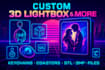 create custom 3d lightbox, logo, keychain, coaster, stl, 3mf, circuit files