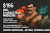 3d character sculpting modeling retopology texturing and rigging