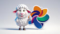 design sheep mascot logo with express delivery