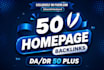 build 50 high da DR 50 homepage backlinks