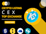 list coin or token on top crypto exchange cex dex coingecko