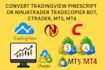 convert tradingview pinescript or ninjatrader tradecopier bot, ctrader, mt5, mt4