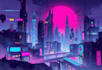 do cyberpunk futuristic city art