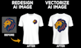 redesign ai image or vectorize for high resolution for apparel print ready