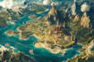 cartoonic fantasy vector map, event maps, city maps,