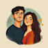 draw flat minimalist wedding couple portrait from photo