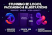 create stunning 3d logo, packaging, label and branding design