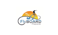 make sunset white beaches water logo with fly board player