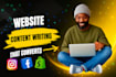 do website content writing, shopify store and drop shipping