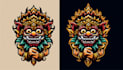 give balinese barong mask mascot logo design with new concepts
