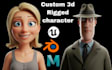 create stylized 3d game cartoon character 3d maya rigging blender 3d animation