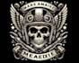 create amazing biker helmet skeleton motorcycle logo