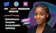 fix webflow, update webflow template, update wordpress fix wordpress website