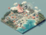 design isometric map illustration and cartoon art