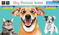 draw your dog portrait, cat vector and any pet illustration