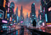 create a cyberpunk futuristic city art