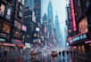 illustrate a cyberpunk futuristic city art