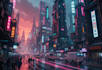 make a cyberpunk futuristic city art