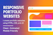 create a modern responsive portfolio website with animations