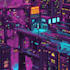 make a cyberpunk futuristic city illustration
