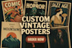 do retro vintage comic travel poster horror movie wall art deco illustration