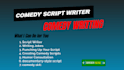 develop a comedy script writing for comedy scripts, funny speech, story