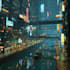 create a cyberpunk futuristic city art