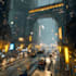draw a cyberpunk futuristic city art