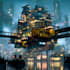 do a cyberpunk futuristic city art
