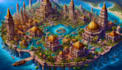 create line art fantasy map illustration
