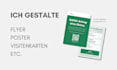 einen flyer, ein poster oder eine visitenkarte designen