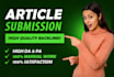 do urgent article submissions, and backlink indexing