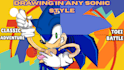 draw any sonic fan art, in any official art style, full body