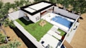 rebuild old property studio apartment, restaurant layout, flat interior, render