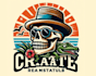 create skull mascot summer crocodile logo