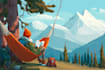 draw a flat vector landscape illustration