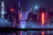 create a futuristic cyberpunk city and sci fi concept