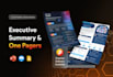 design business one pager, executive summary, report or marketing flyers