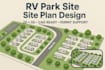 design rv park resort, campground maps, town maps, and off road park design