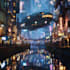 make a cyberpunk futuristic city art