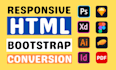 convert psd, figma, xd, sketch to HTML with bootstrap