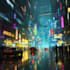 make a cyberpunk futuristic city art