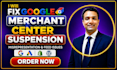 fix google merchant center suspension and merchant center misrepresentation