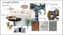 do interior design mood boards, floor plan, and 3d drawings