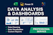 analyze data and create dashboards in excel, power bi, tableau