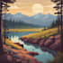 design a flat vector landscape illustration