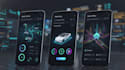 design futuristic UI UX for ev ride hailing and fleet management apps in figma